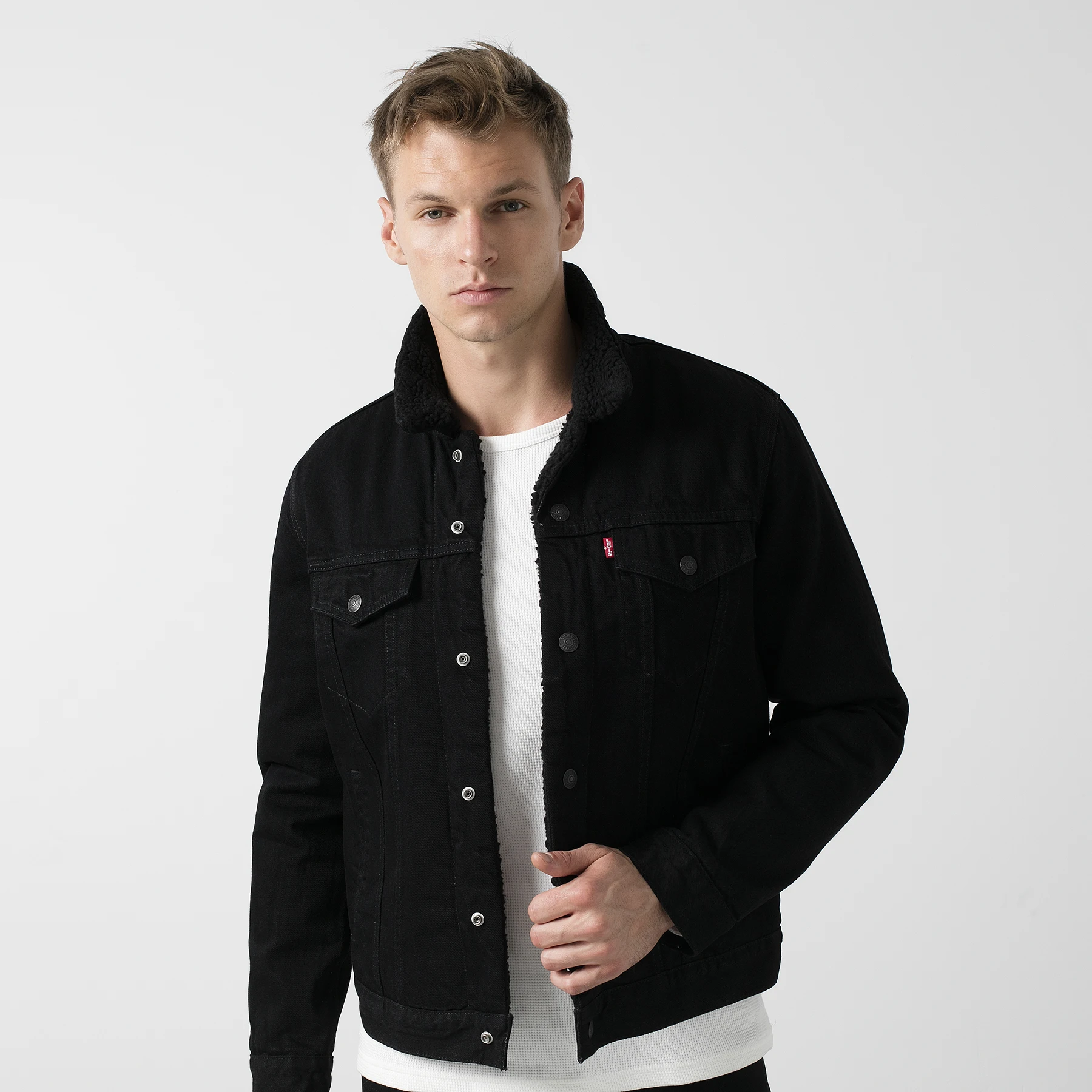 Levi's 100 хлопок Мягкая толстая подкладка Обычная Тонкая джинсовая куртка мужская