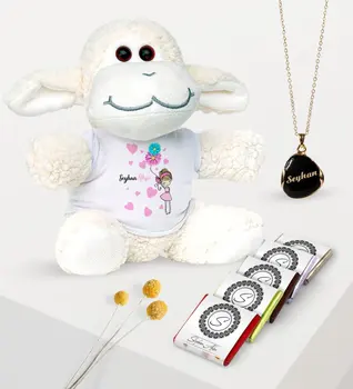 

Personalized Plush Lambkin Enamel Necklace and Chocolate Gift Set-8