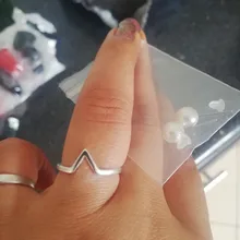 Anillo ajustable con forma de V para mujer, joyería fina con letras onduladas geométricas de Plata de Ley 925 auténtica, accesorios de personalidad para fiesta