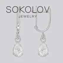 

SOKOLOV Silver drop earrings with stones with cubic zirconia fashion jewelry silver 925 women's male, long earrings
