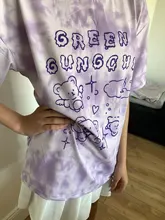 Algodón camiseta con oso Streetwear Verano de gran tamaño, camiseta de las mujeres Harajuku Tops de manga corta Tee Hip Hop teñido camiseta divertida