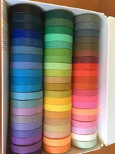Conjunto de cintas Washi básicas, listones de colores sólidos arcoiris, autoadhesivos, para decoración y recortes, articulo de papelería para diario, 60 unidades por paquete