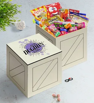 

Personalized Happy birthday In Wooden Box Nostalgic Lezzetler Gift Seti-2