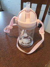 Botella de paja de agua potable con dibujos de animales para niños, Bola de gravedad, taza de bebé con correa para el hombro