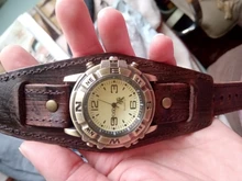 Reloj Retro de correa de cuero con hebilla para hombre, reloj Masculino, estilo Punk, Retro, Simple, ancho, marrón