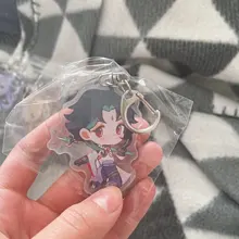 Genshin-Llavero de 11 estilos, Base de acrílico, regalo para seguidores, Genshin Impact Zhongli Diluc Venti Paimon