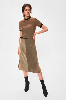 

Trendyol Cinnamon Striped Knitted Skirt TWOAW20ET0271