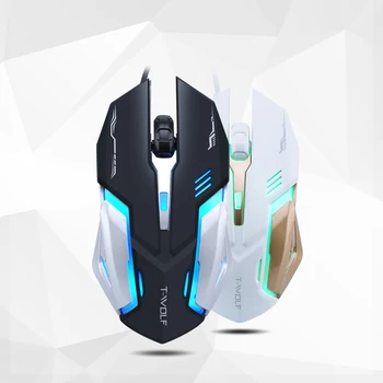 

Gaming Mouse 2400DPI Adjustable Optical Metal Mouse Colorful LED USB Wired Computer Mouse Notebook Game Mice for Home Office