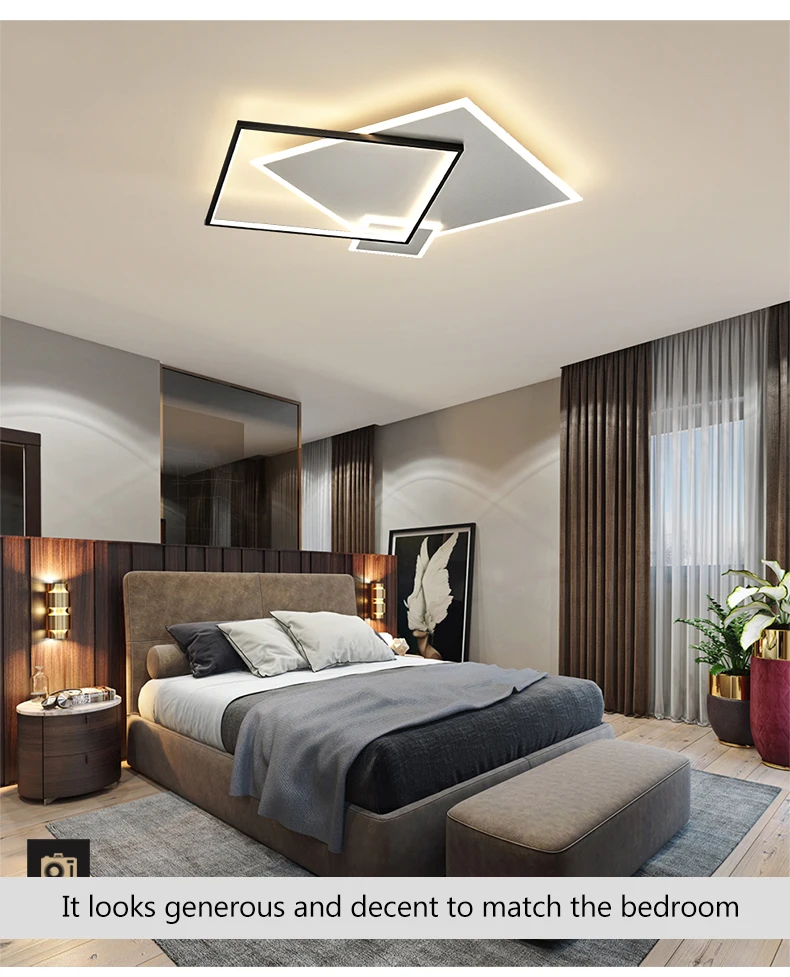 Modern LED Ceiling Lamp For Living Room Bedroom Dining Room Kitchen Lounge Gold Square Design Remote Control Chandelier Light glass chandelier