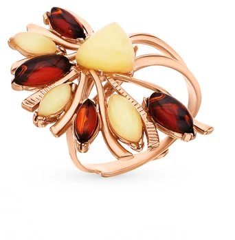 

Silver ring with amber sunlight sample 925