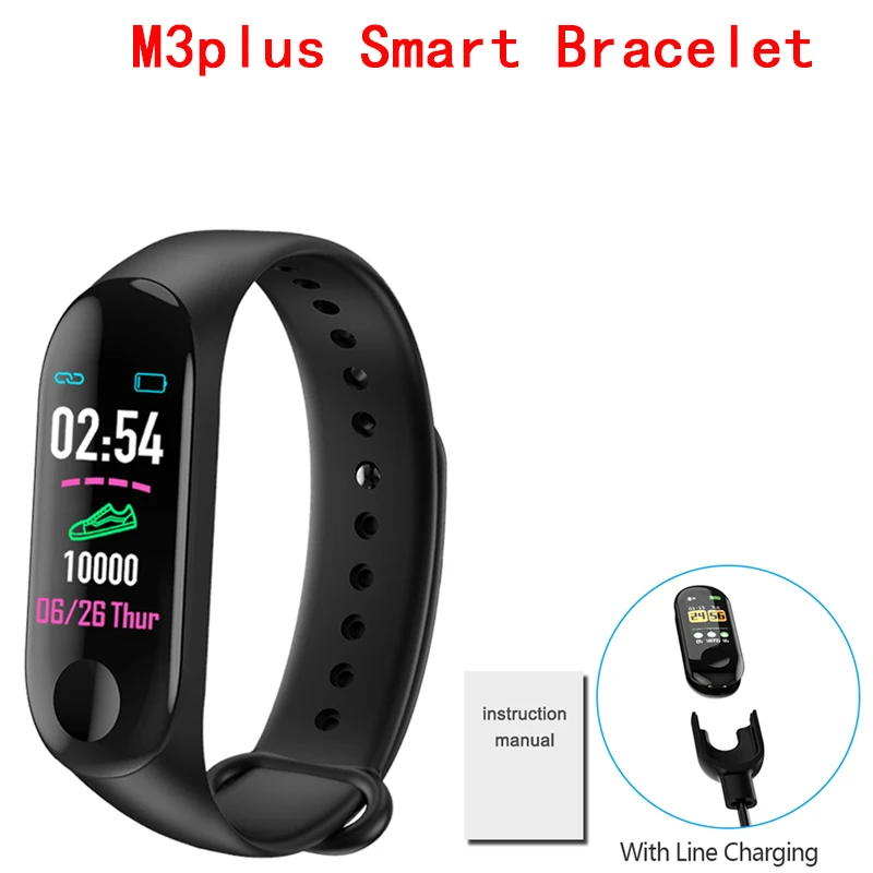 M3plus Bracelet Смарт-браслет M3, фитнес-трекер, браслет, часы, пульсометр, кровяное давление, водонепроницаемый, смарт-браслет для мужчин и женщин, смарт-браслет - Цвет: M3plus Bracelet