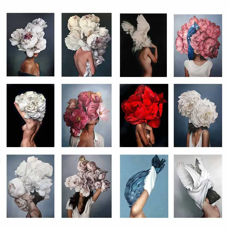 

5D DIY Diamond Painting Flower Woman 3D Diamond Embroidery Scenery Cross Stitch Needlework Home Decor Full Drill Holiday gift