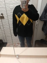 Jerséis de estilo coreano con estampado geométrico para otoño e invierno, jerséis de punto holgados de gran tamaño con cuello redondo, jersey de Mujer