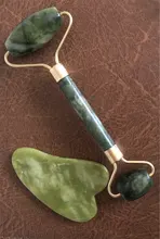 Rodillo masajeador Facial de Guasha Junta doble cabezas de remodelación de cara de elevación masajeador Natural Jade piedra cuello delgado herramienta de cuidado