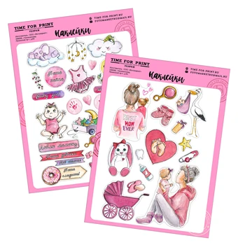 

A set of stickers "our kid (girl)", stickers (creativity with camera моментальной print Instax)