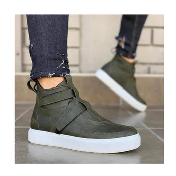 

Knack 033 Khaki High Outsole Velcro Green Color Men 'S Sports Boots 2021 Fashion Comfortable Casual Walking High Quality Autumn Winter shoes
