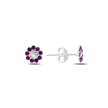 

Silver 925 Sterling Crystal Cubic Zirconia Daisy Earrings