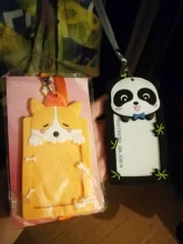 8 tipos Linda forma Animal sujetadora de tarjetas de identificación tarjeta de negocios de silicona cubierta de la caja con cuerda Protector de suministros para estudiantes