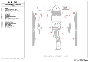 

Interior lining for Toyota Celica 2000-UP. Set L1713.