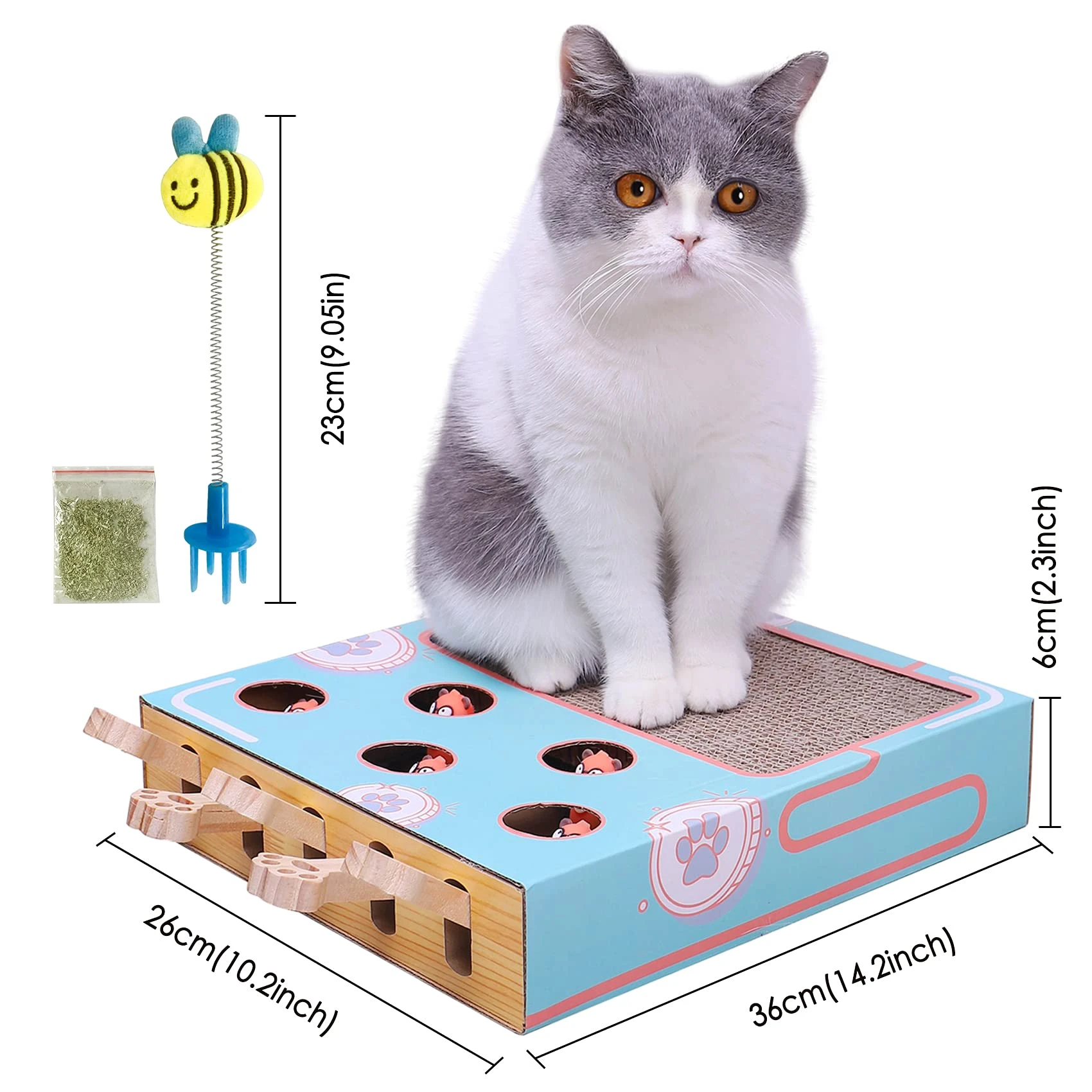 Corrugated Cat Scratch Pad with Whack a Mole Game and Funny Cat Stick,  Multi Purpose Scratching Pad, Thickened Durable Cardboard| | - AliExpress