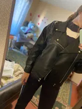 Jacket Women Basic-Coat Moto Aelegantmis Faux-Leather Plus-Size Winter Outerwear Autumn