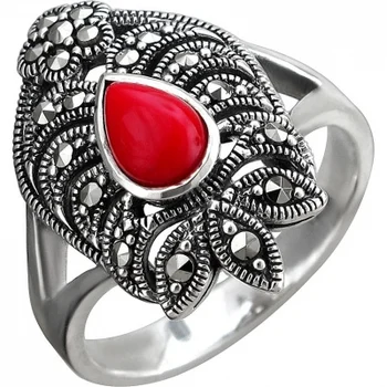 

Esthete ring with chrysoprases and marcasites made of black silver