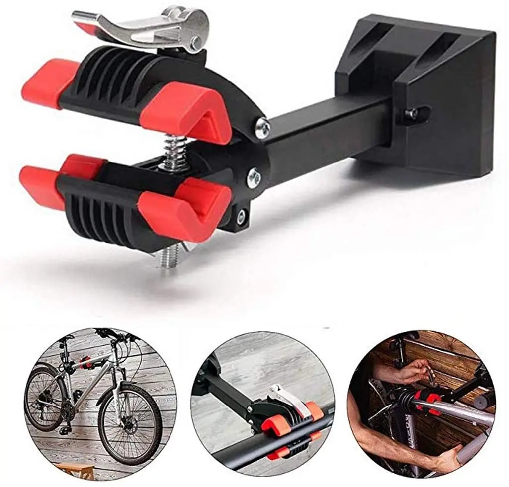 Bicycle Maintenance HUZONG Bike Bench Mount Clamp Repair Rack Stand Work Stand Wall-Mounted Adjustable Clamp Mechanic Maintenance Cycle Storage Workstand Space Saving Tool for Home Garage Parking 