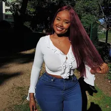 Topodmido rojo oscuro 99j Color frente de encaje pelucas con minimechones 13x4 recto pelucas de cabello humano Remy peruano Cierre de encaje de pelo peluca