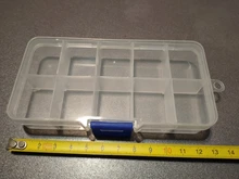 Caja de almacenamiento con bolsillos para señuelos de pesca, caja de 10 compartimentos para cebos de pesca, transparente, cuadrada