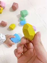 Bloques de construcción de piedra colorida Jenga para niños, juguete educativo de estilo nórdico creativo, piedra de arcoíris, juguete de madera