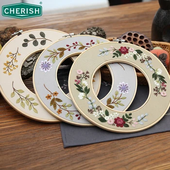

Flower Embroidery Kit with 2 pcs Bamboo Hoop DIY Needlework Cross stitch for Beginner Sewing Art Painting Craft Home Decor