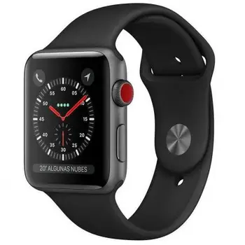 

APPLE WATCH SERIALS 3 GPS CELL 42mm CASE SPACE GRAY ALUMINUM WITH BLACK SPORT BAND-MTH