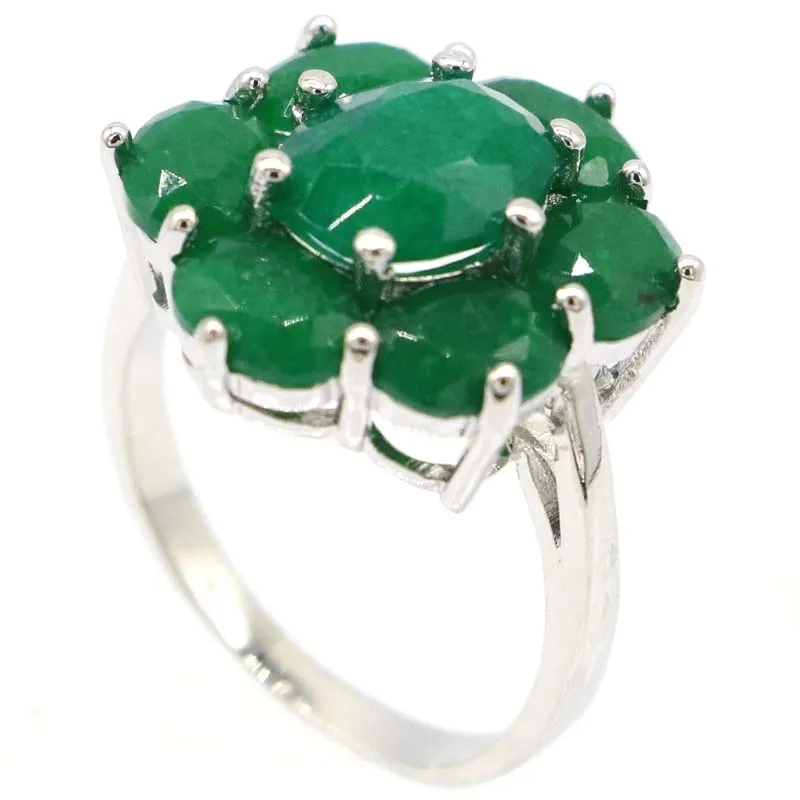 Real Green Emerald Real Red Ruby Silver Ring 20x17mm Women Fashion Jewelry Buy 5 Get 1 Free