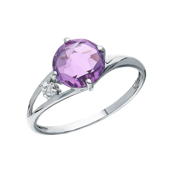 

Silver ring with amethyst and cubic zirconia sunlight sample 925