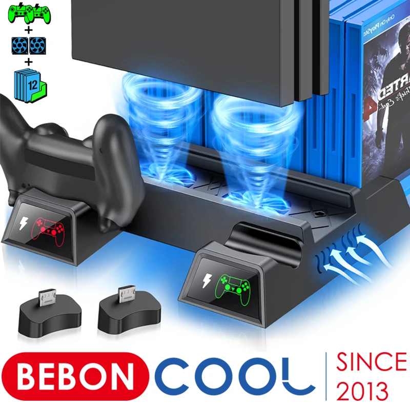 For PS4 PS4 Slim PS4 Pro Cooling Fan Stand 2 Controllers Charger Charging Station For PS4 Playstation 4 Console Controller stand