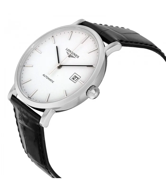 LONGINES часы элегантные белые автоматические стальные L4.910.4.12.2