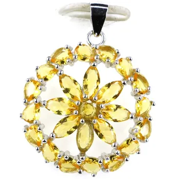 

29x23mm Pretty SheType 2.8g Star Shape Created Golden Citrine 925 Solid Sterling Silver Pendant