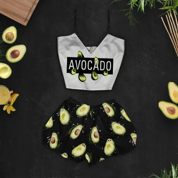 

Женская шёлковая пижама "Avocado" топ+шорты