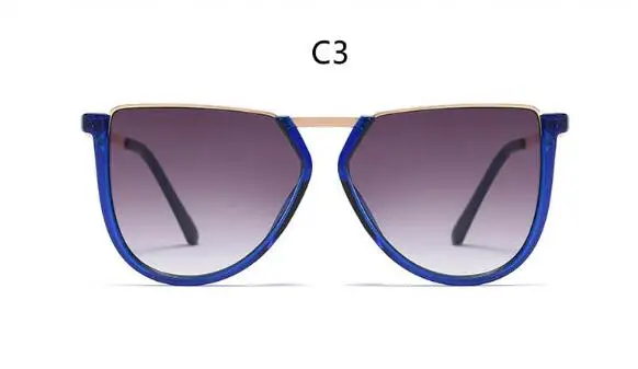 C3 Blue Gray Негабаритные солнцезащитные очки, леопардовые, зеленые, неправильные, половинная оправа, женские, модные очки, мужские, трендовые, хипстерские очки, Oculos UV - Цвет линз: C3 Blue Gray