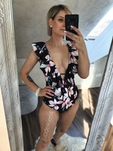 Bañador Sexy de una pieza para mujer, traje de baño de realce, Monokini con volantes, ajustable al hombro, 2021