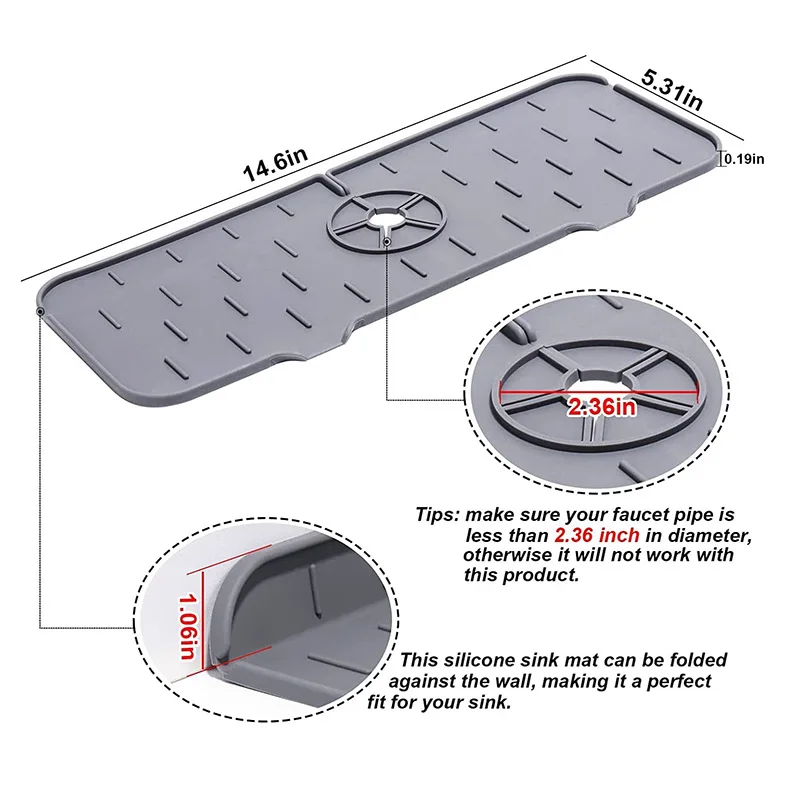 Kitchen Faucet Absorbent Mat Sink Splash Guard Silicone Faucet Splash Catcher Countertop Protector For Bathroom Kitchen Gadgets