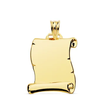 

18k gold pendant parchment 22mm. Smooth brightness unisex-Customizable-RECORDING INCLUDED IN THE PRICE