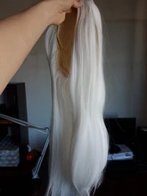 QQXCAIW-Peluca de pelo sintético largo liso para mujer pelucas de pelo sintético resistentes al calor en color negro, blanco, rosa, naranja, morado y gris