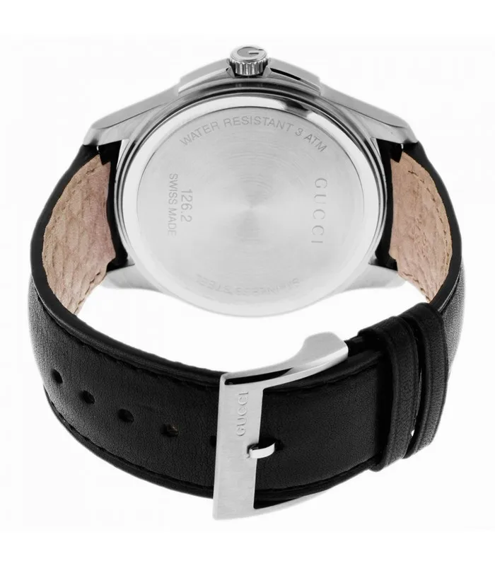 GUCCI YA126220 G-TIMELESS с синим циферблатом черные кожаные мужские кварцевые часы из нержавеющей стали