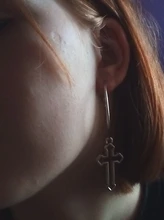 Cruz hueca-pendientes colgantes de Metal, joyería, Pendientes de gota geométricos, Harajuku, AXYD