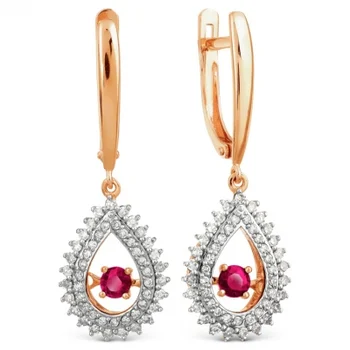 

Karatov red gold and diamond drop earrings