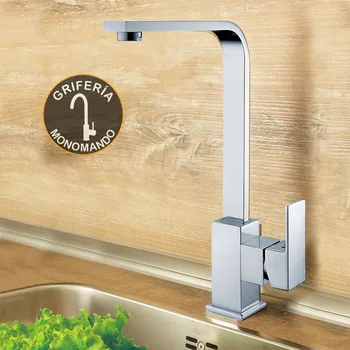

Kibath single-lever kitchen tap/GOY sink with high spout. Extra-flat pipe with square shapes with wide Manet