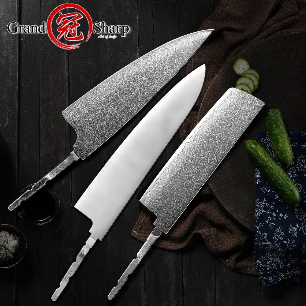 

High Quality Knife Blank Blade DIY Kitchen Knife 67 Layers Damascus Steel VG10 Razor Sharp Tools High Hardness Chef Cooking Tool