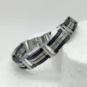 

Black and Silver Man bracelet, made of steel.