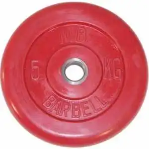 Диск обрезиненный MB Barbell 26 мм. 5 кг. красный &quotСтандарт&quot | Спорт и развлечения